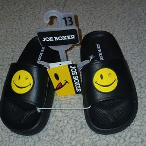 Joe Boxer Black Slides with Yellow Smiley sz.13 todler